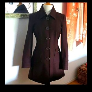 Tulle Anthropologie Brown Wool Peacoat Size Med
